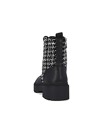 360 degree animation of product Black boucle biker boots frame-8