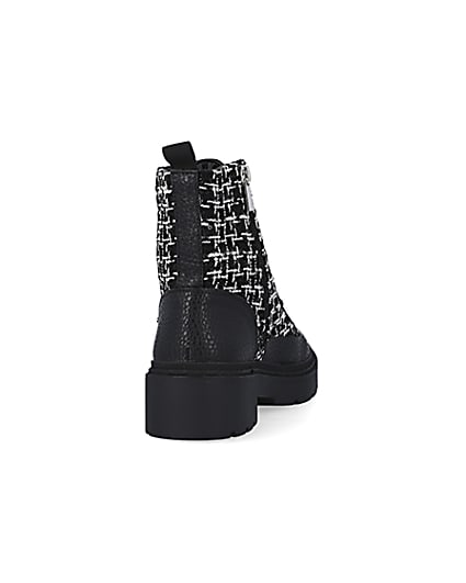 360 degree animation of product Black boucle biker boots frame-10