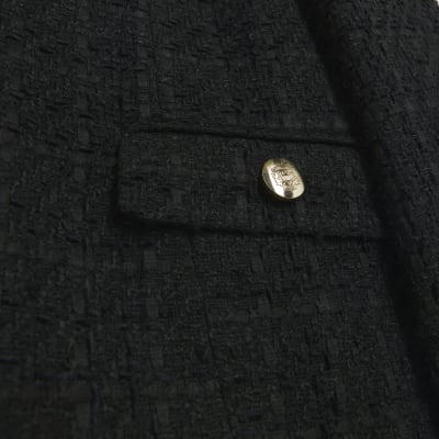 Black boucle jacket river island sale