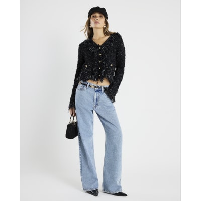 Black Boucle Cardigan