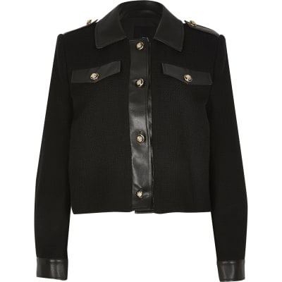 river island black boucle jacket