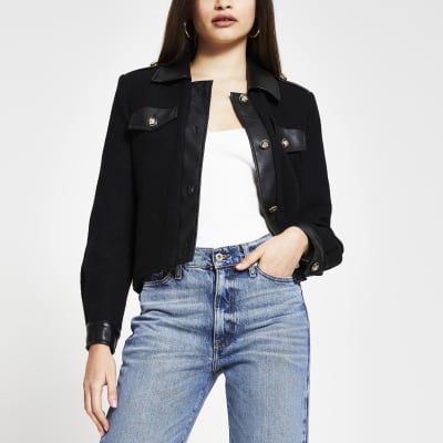 river island black boucle jacket