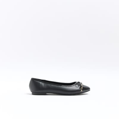 Black bow ballet shoes | River Island