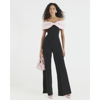 Black Bow Bardot Jumpsuit
