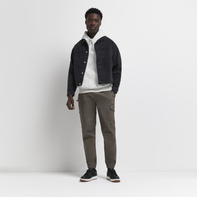 Black boxy fit chest pocket denim jacket