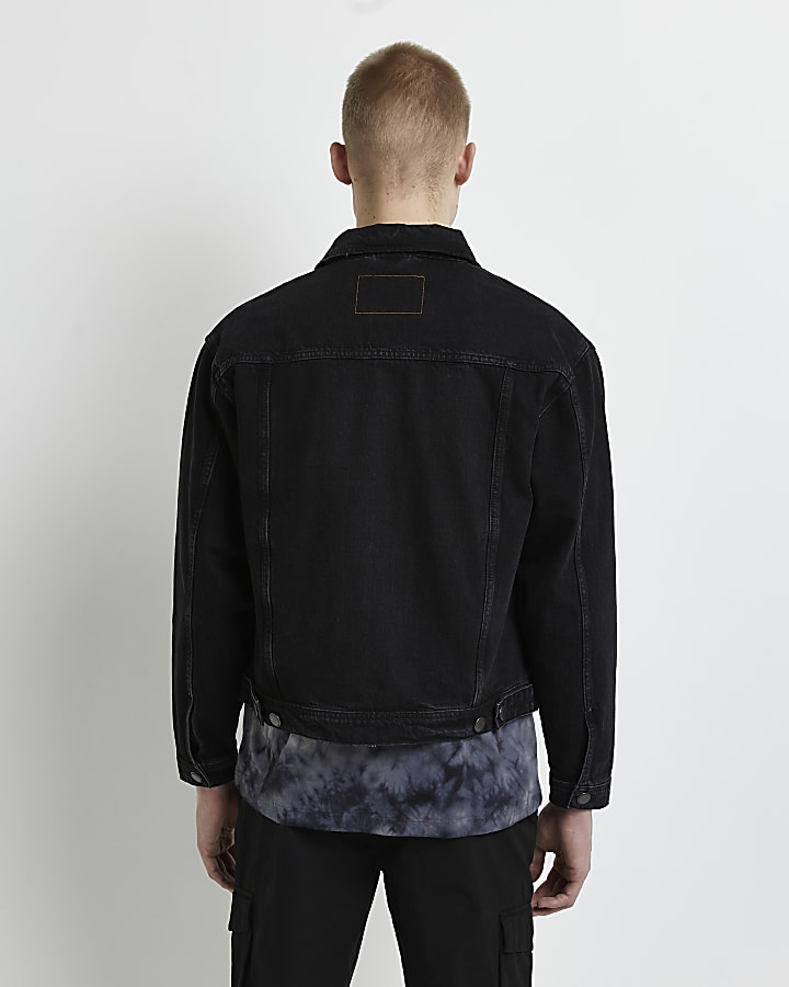 Black boxy fit workwear denim jacket
