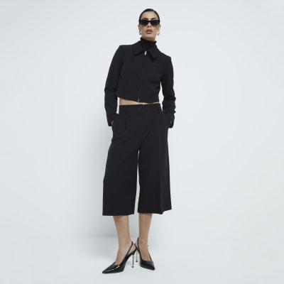 Black Boxy Fit Zip Through Jacket