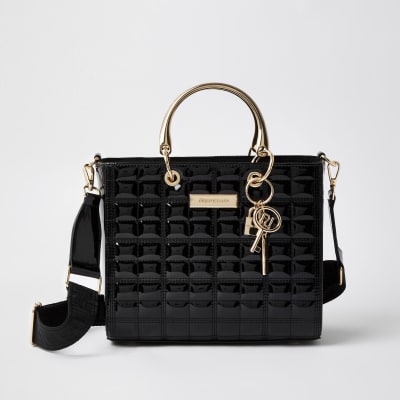 river island black quilted bag