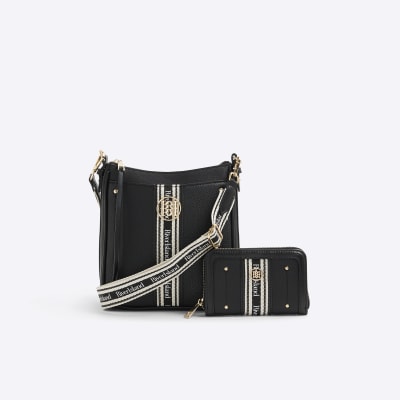 Black Branded Messenger Bag And Purse Bundle