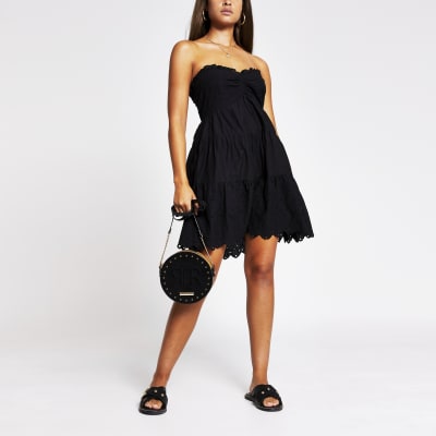 black strapless beach dress