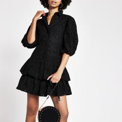 black broderie dress