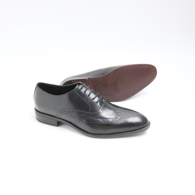 Black brogue derby shoes | River Island