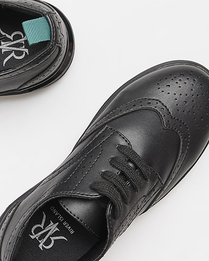 Black Brogue lace up hybrid shoes