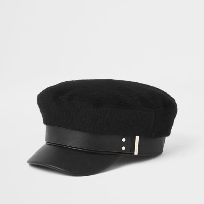 Black brushed baker boy hat