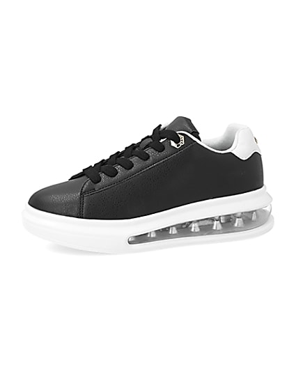 360 degree animation of product Black bubble lace up outsole trainers frame-2