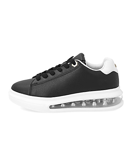 360 degree animation of product Black bubble lace up outsole trainers frame-3