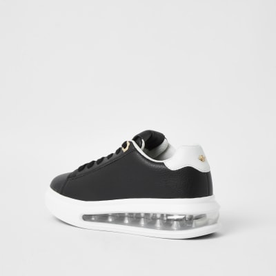 Black bubble lace up outsole trainers