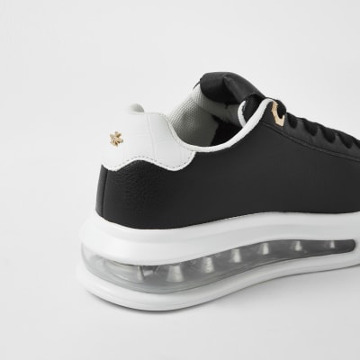 Black bubble lace up outsole trainers