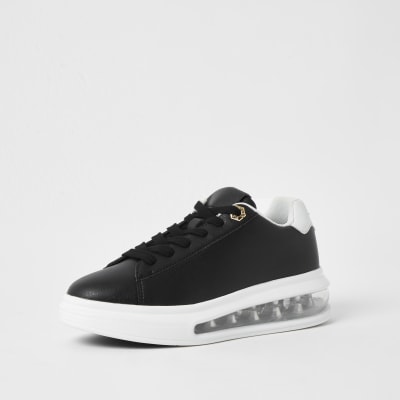 Black bubble lace up outsole trainers