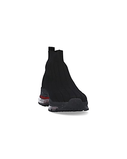 360 degree animation of product Black bubble sole knit sock runner trainers frame-20