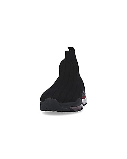 360 degree animation of product Black bubble sole knit sock runner trainers frame-22