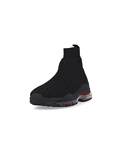 360 degree animation of product Black bubble sole knit sock runner trainers frame-23