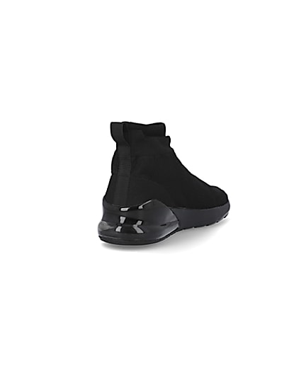 360 degree animation of product Black bubble sole knitted sock trainers frame-11
