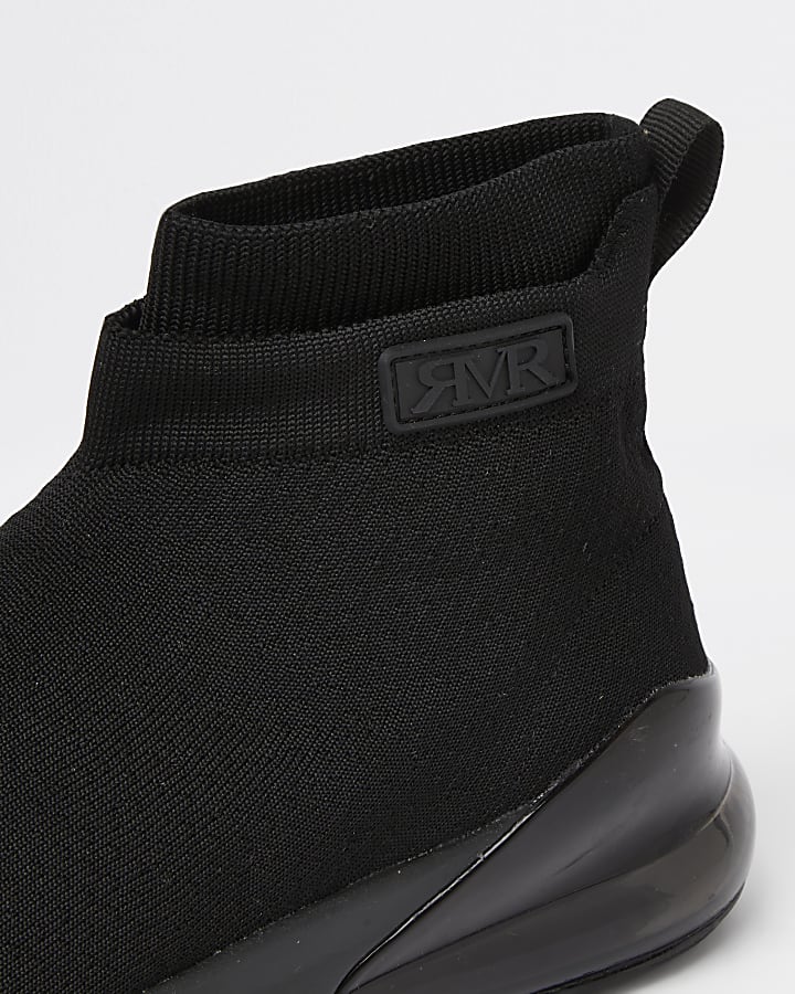 Black bubble sole knitted sock trainers