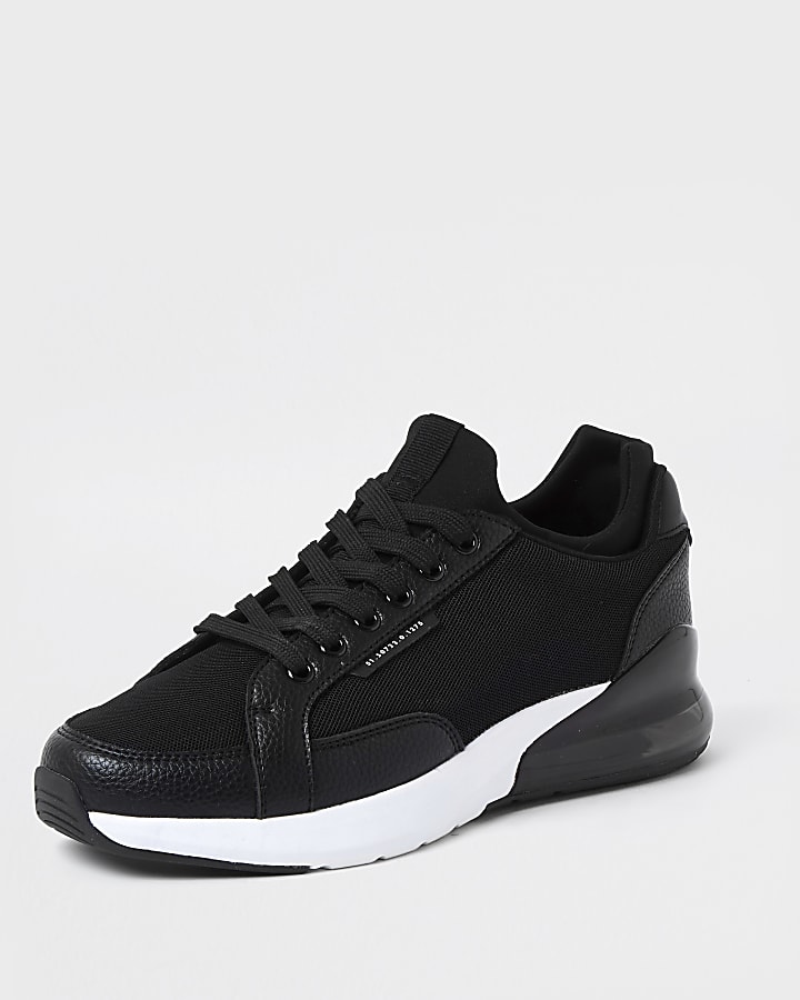 Black bubble sole lace up runner trainers
