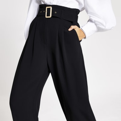 black wide leg trousers