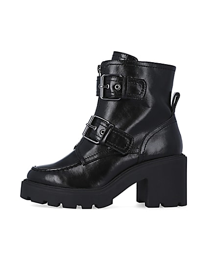 360 degree animation of product Black buckle biker boots frame-3
