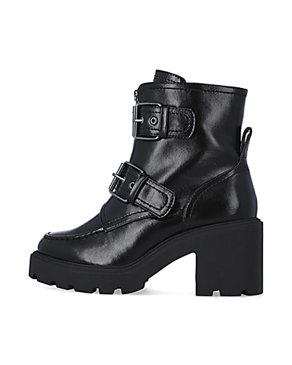 360 degree animation of product Black buckle biker boots frame-4