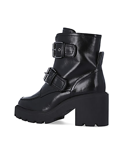 360 degree animation of product Black buckle biker boots frame-5
