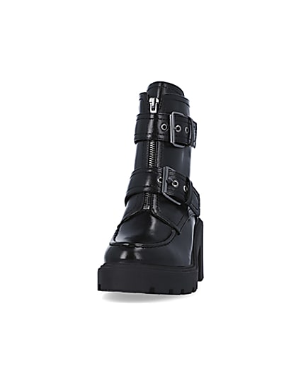360 degree animation of product Black buckle biker boots frame-22