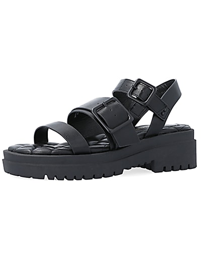 360 degree animation of product Black buckle dad sandals frame-1