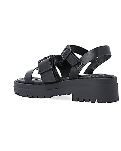 360 degree animation of product Black buckle dad sandals frame-5