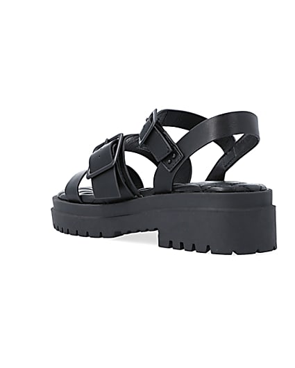 360 degree animation of product Black buckle dad sandals frame-6