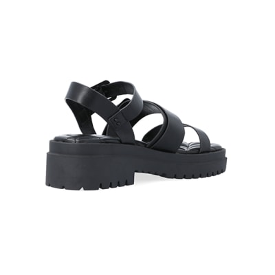 360 degree animation of product Black buckle dad sandals frame-12