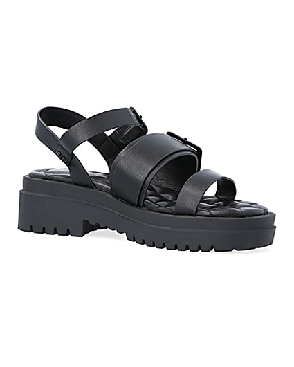360 degree animation of product Black buckle dad sandals frame-17