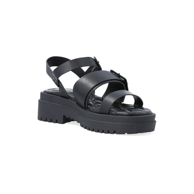360 degree animation of product Black buckle dad sandals frame-18