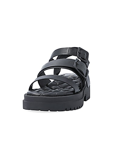 360 degree animation of product Black buckle dad sandals frame-22