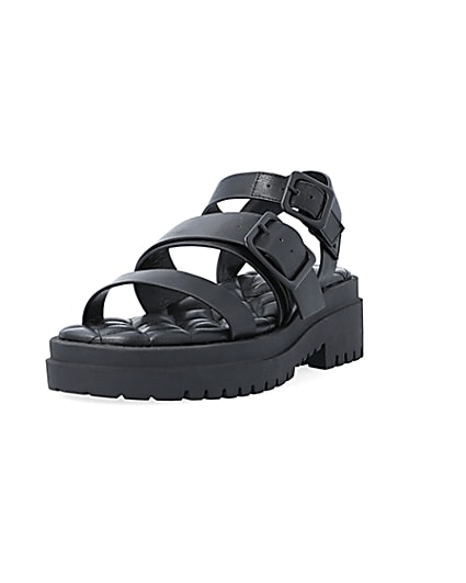 360 degree animation of product Black buckle dad sandals frame-23