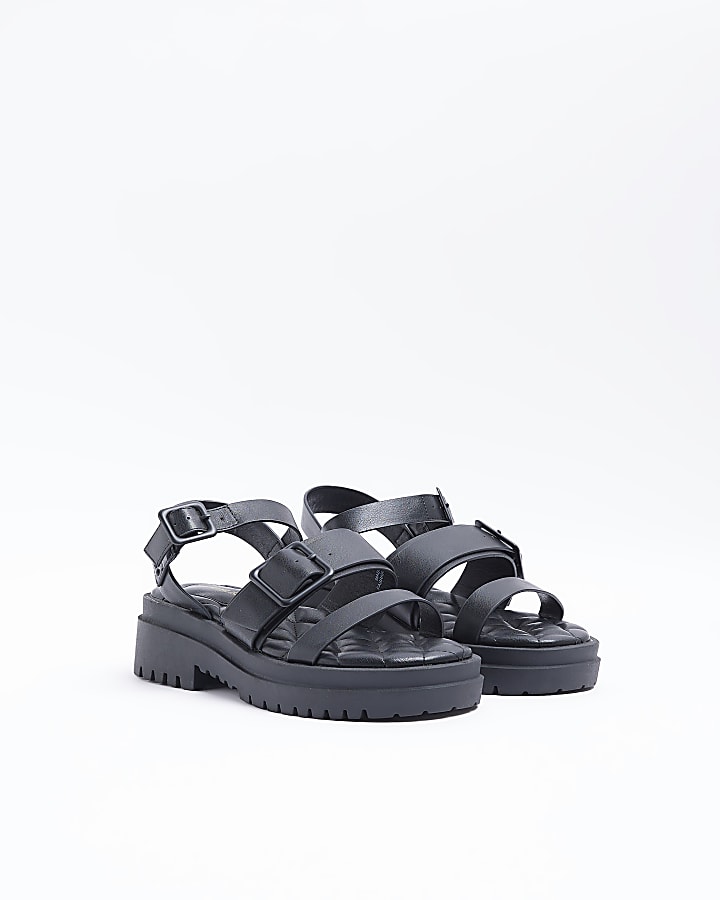 Black buckle dad sandals