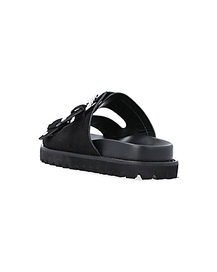 360 degree animation of product Black Buckle Flat Sandals frame-7