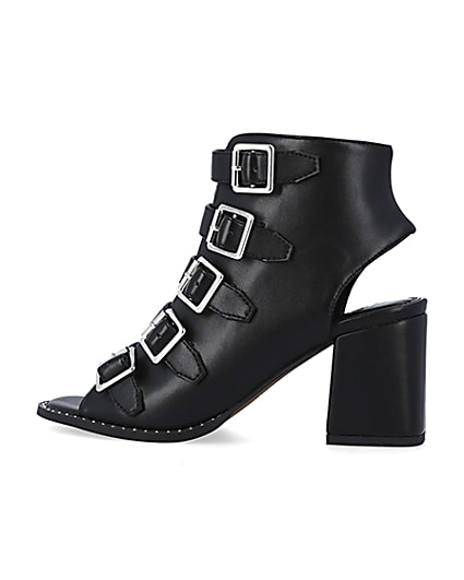 360 degree animation of product Black buckle heeled shoes frame-4