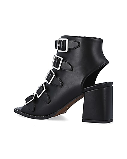 360 degree animation of product Black buckle heeled shoes frame-5