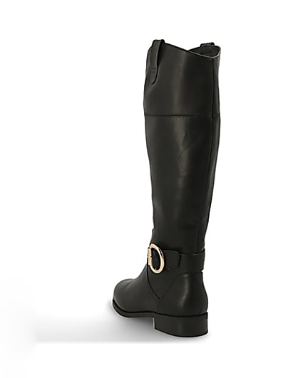 360 degree animation of product Black buckle knee high boots frame-7