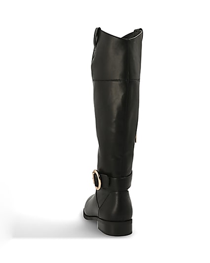 360 degree animation of product Black buckle knee high boots frame-8