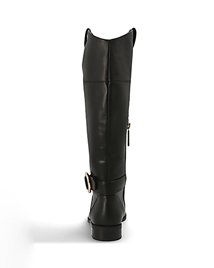 360 degree animation of product Black buckle knee high boots frame-9