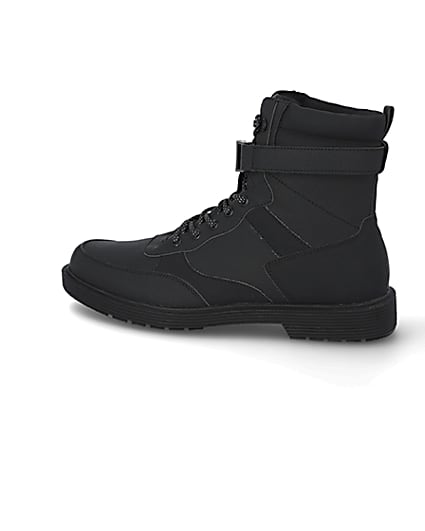 360 degree animation of product Black buckle lace up boots frame-4